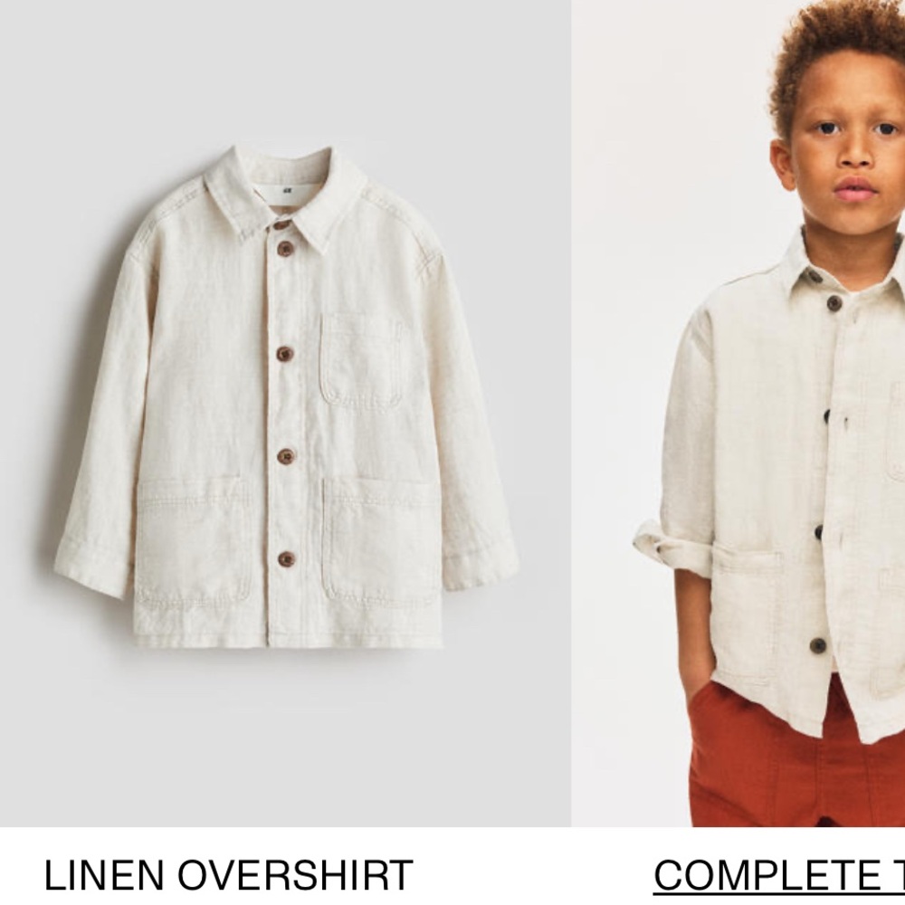NWT H&M Kids Linen Button Down Shirt - Light Beige